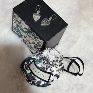 Gucci Silver Heart Drop Earrings